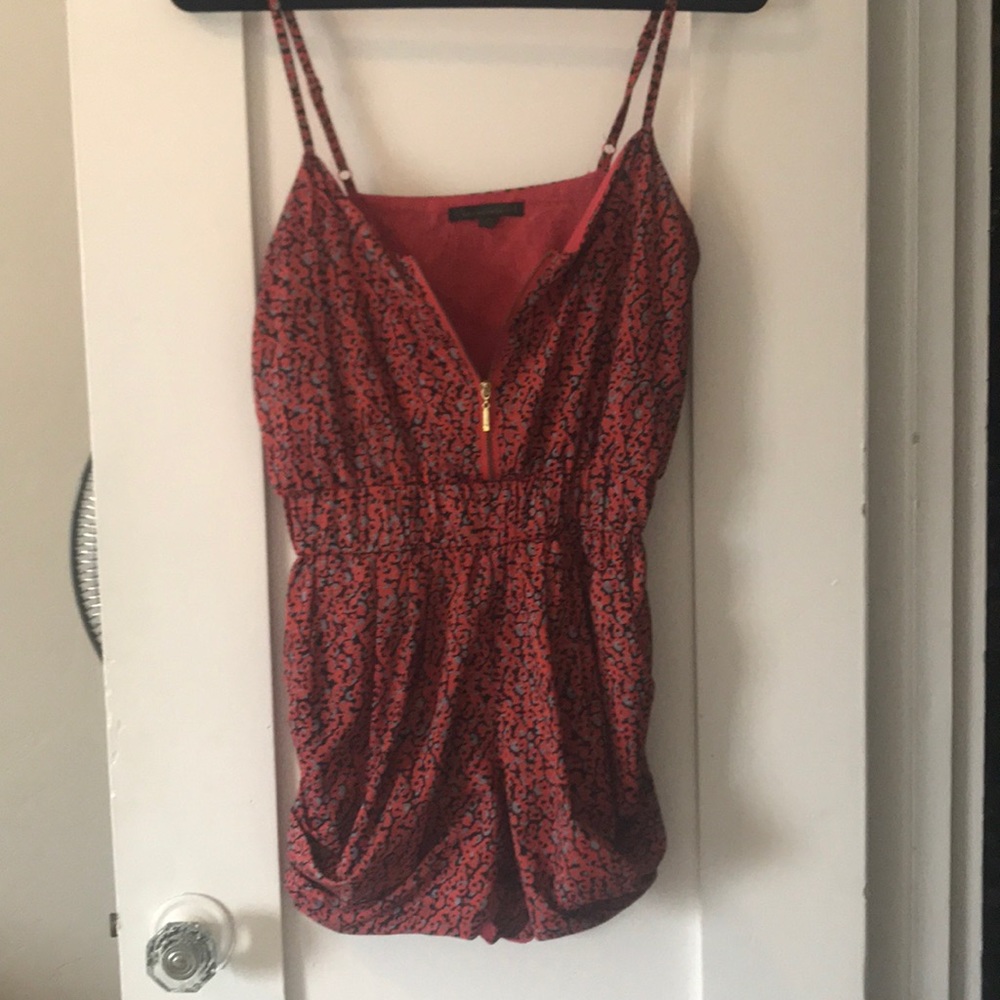 Red leopard print romper